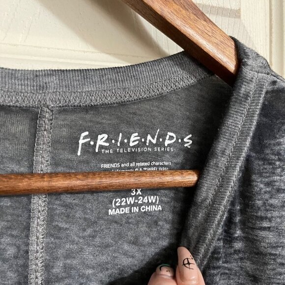 Friends Womens Gray Burnout Coffee Relax Watch Repeat Graphic T-Shirt 3X - Picture 2 of 6